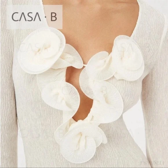 NEW to CASA B💫| Sameera Floral Declotte Shirred Ivory Sheer Midi Dress - Picture 6 of 12